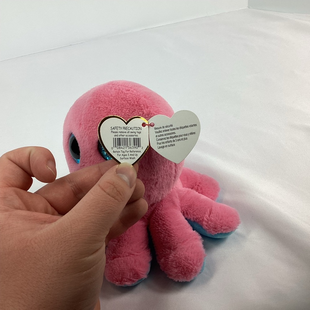 Ty Beanie Boos SHELDON the Octopus 6" Pink Blue Plush Toy 2024 Stuffed Animal - Picture 8 of 13